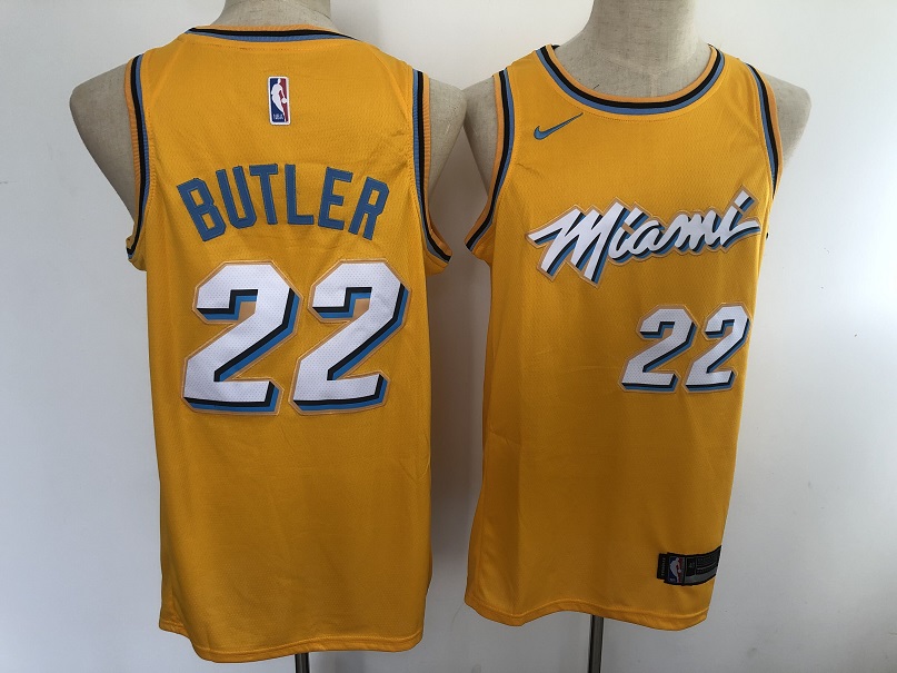 2020 Men Miami Heat #22 Butler yellow City Edition Game Nike NBA Jerseys